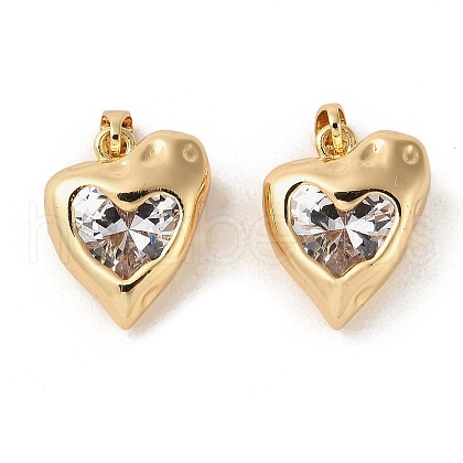 Rack Plating Brass Clear Cubic Zirconia Pendants KK-C037-03G-1