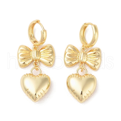 Bowknot Brass Hoop Earrings for Women EJEW-S231-03G-02-1