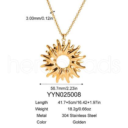 Vintage Stainless Steel Sunflower Pendant Necklaces for Women KZ0138-2-1