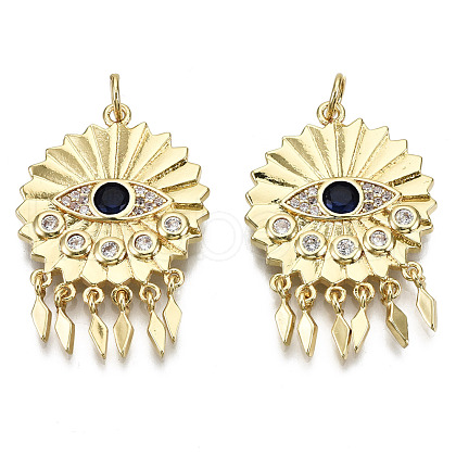 Brass Micro Pave Clear Cubic Zirconia Pendants ZIRC-S067-094-NF-1