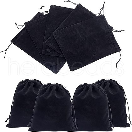  8Pcs Rectangle Black Velvet Pouches TP-NB0001-31-1