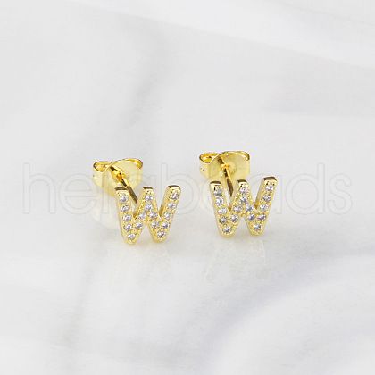 Brass Clear Cubic Zirconia Stud Earrings WGC2A80-23-1