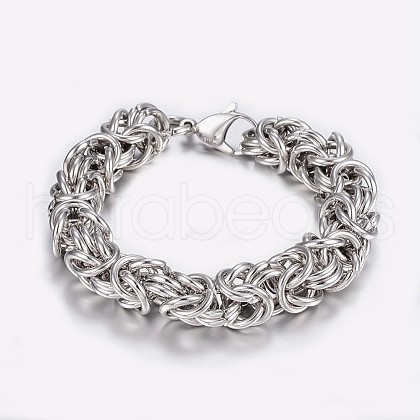 Tarnish Resistant 304 Stainless Steel Byzantine Chain Bracelets BJEW-I238-14P-1