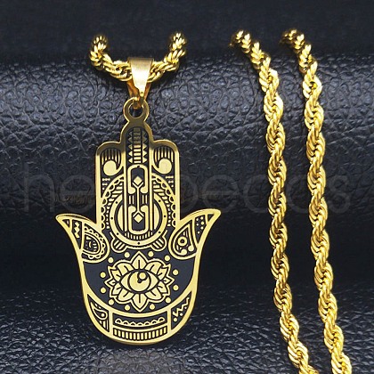 304 Stainless Steel Enamel Necklaces NJEW-Q338-02G-1
