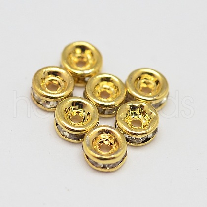 Rack Plating Rondelle Brass Grade A Crystal Rhinestone Spacer Beads RB-D300-G-1