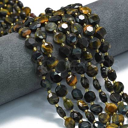 Natural Yellow Blue Tiger Eye Beads Strands G-C116-A124-01-1