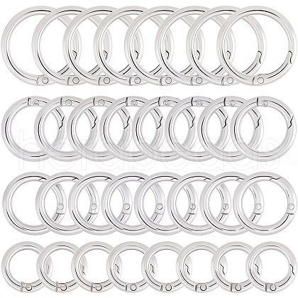 SUNNYCLUE 32Pcs 4 Styles Zinc Alloy Spring Gate Rings FIND-SC0005-23-1