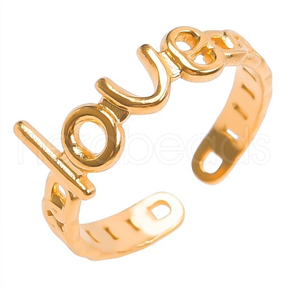 Romantic Stainless Steel Word Love Open Cuff Rings for Women Men UD4454-2-1