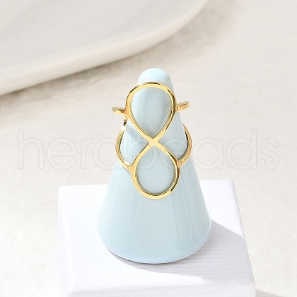 Hollow Number 8 304 Stainless Steel Open Cuff Rings for Women RJEW-Q007-04G-1