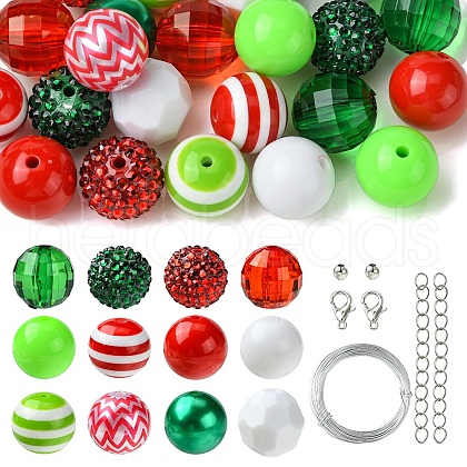 DIY Round Acrylic & Striped Resin Beads Pendants Making Kits DIY-YW0010-21A-1
