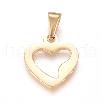 304 Stainless Steel Open Heart Charms STAS-L210-29G-1