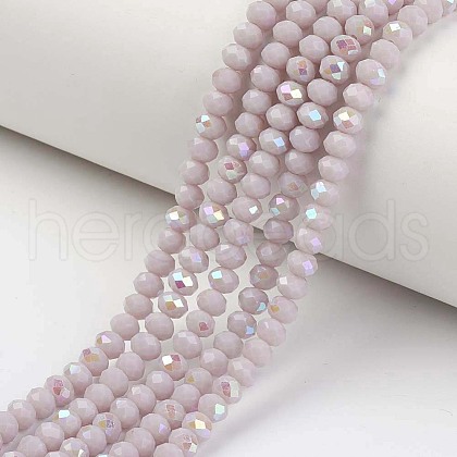 Electroplate Opaque Solid Color Glass Beads Strands X-EGLA-A034-P8mm-L08-1