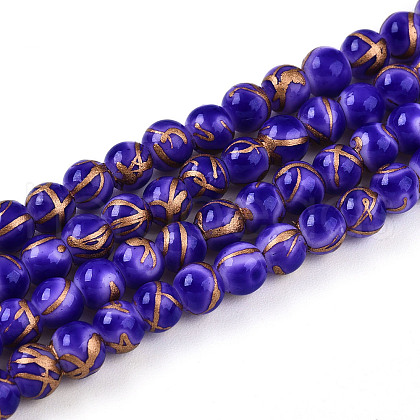 Baking Painted Glass Beads Strands DGLA-N010-4mm-06-1