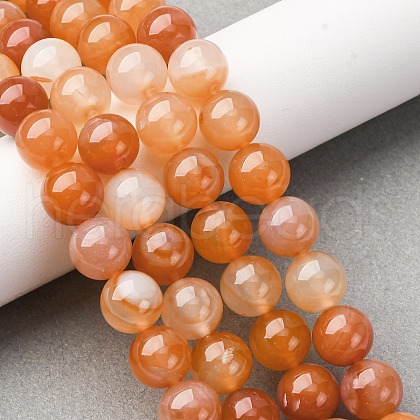 Natural Red Agate Beads Strands G-R015-B02-10mm-1