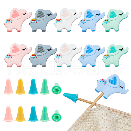  Elephant Silicone Knitting Needle Stoppers SIL-NB0001-29-1