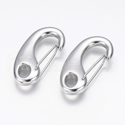 Tarnish Resistant 304 Stainless Steel Push Gate Snap Keychain Clasp Findings STAS-G143-11F-1