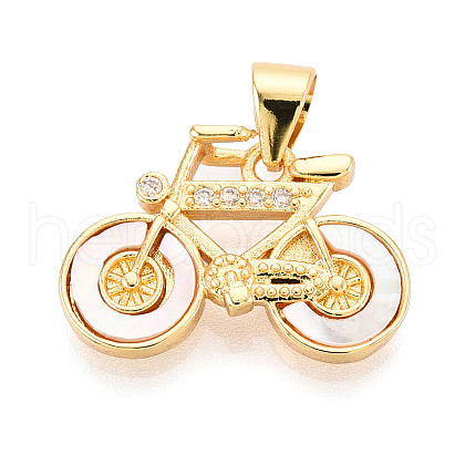 Brass Micro Pave Clear Cubic Zirconia Pendants KK-N268-65G-1