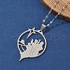 304 Stainless Steel Hollow Star with Prayer Pendant Necklaces for Ramadan & Eid Mubarak NJEW-D318-04P-2