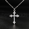 Simple and Elegant Brass Micro Pave Cubic Zirconia Cross Pendant Necklaces for Women JS5117-2-1