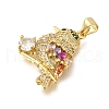 Rack Plating Brass Micro Pave Cubic Zirconia Robin Bird Pendants ZIRC-F142-10G-2