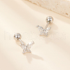 925 Sterling Silver Clear Cubic Zirconia Butterfly Stud Earrings DC8274-6-1