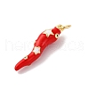 Brass Micro Pave Cubic Zirconia & Enamel Pendants KK-Q098-35G-A-2