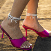 Iron & Aluminum Crystal Rhinestone Tennis Multi-Layered Chain LetterAB Charm Anklets WG98879-06-1