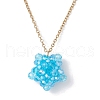 Handmade Glass Seed Beaded Star Pendant 304 Stainless Steel Cable Chain Necklaces for Women NJEW-MZ00118-04-2