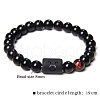 12 Constellations Protetion Tiger Eye & Black Obsidian Round Beads Stretch Bracelets for Men Women WG083ED-04-2