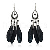 Alloy Rhinestone and Feather Dangle Earrings FS-WGBDF6F-05-1