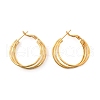 Brass Triple Hoop Earrings for Women EJEW-U055-01G-2
