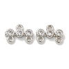Rack Plating Brass Clear Cubic Zirconia Triple Flat Round Chandelier Component Links KK-L224-091P-1