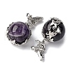 Natural Amethyst Round Pendants G-G207-01P-07-2