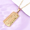 Texture Rectangle with Cross 304 Stainless Steel Pendant Necklaces NJEW-H059-12G-2