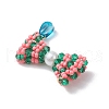 3Pcs 3 Colors Glass Seed Beaded Bowknot Pendants PALLOY-MZ00553-5
