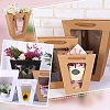 Trapezoid Paper Flower Gift Tote Bags with Plastic Visible Window ABAG-WH0045-25A-6