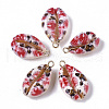 Printed Natural Cowrie Shell Pendants SSHEL-R047-02-B04-2