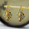 Flat Round with Flower Ethnic Style Brass Enamel Hoop Earrings FS-WG90927-01-1