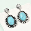 Alloy Synthetic Turquoise Dangle Stud Earrings EJEW-U053-01AS-3