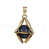 Natural Mixed Gemstone Round Bead Pendants PALLOY-JF02415-01-3