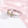 Brass Micro Pave Clear Cubic Zirconia Adjustable Finger Rings for Women RJEW-S624-03PG-3