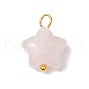 Natural Rose Quartz Star Charms with Brass Loops PALLOY-JF02733-01-1