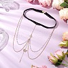 Brass Clear Cubic Zirconia Layered Sun Butterfly Tassel Thigh Leg Chains AJEW-AN00638-1