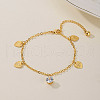 Fashionable Adjustable Brass Clear Cubic Zirconia Heart-shaped Charm Anklets for Ladies YI0803-4