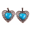 Synthetic Turquoise Peach Love Heart Pendants G-G158-01-09-1