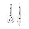 3 Pair 3 Style Leaf & Flower & Butterfly & Tree & Elephant Asymmetrical Earrings EJEW-B020-03P-2