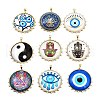 Rack Plating Brass Micro Pave Cubic Zirconia Glue Photographic Paper Pendants KK-D343-02G-1