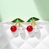 Cherry Brass ABS Plastic Pearl Stud Earrings EJEW-U062-04B-01G-2