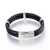Braided Leather Cord Mkulti-strand Bracelets BJEW-K141-13-2