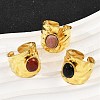 316 Stainless Steel with Natural Mixed Gemstone Cuff Rings RJEW-Z098-01G-16-2